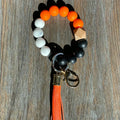 Game Day Wristlet Silicone Beads with Wooden Accent Bead