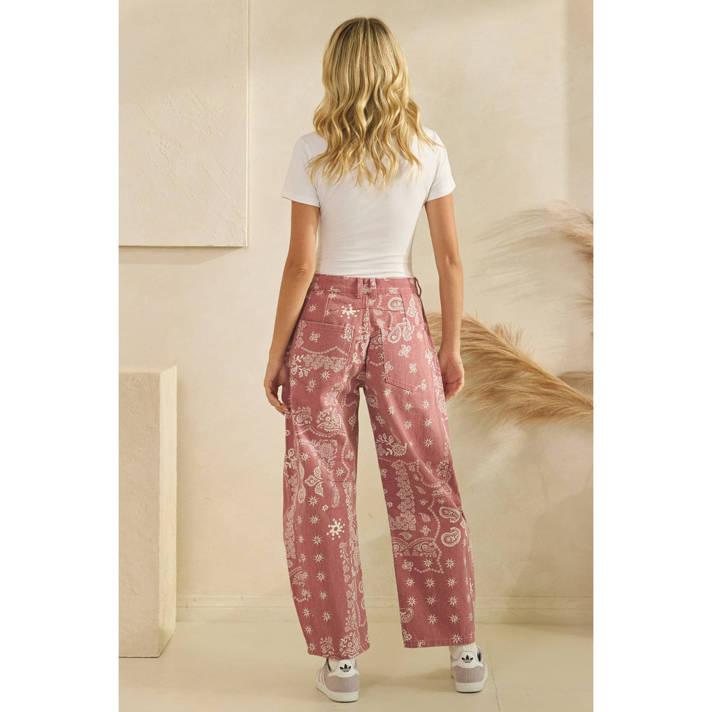 Paisley Printed Denim Pants - Veveret