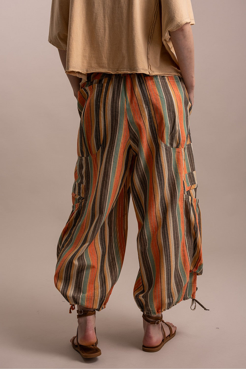MULTI COLOR STRIPPED PANTS WITH BIG POCKETS