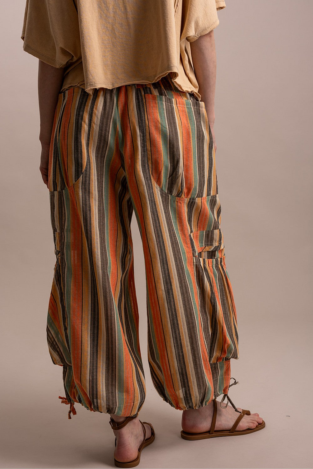 MULTI COLOR STRIPPED PANTS WITH BIG POCKETS