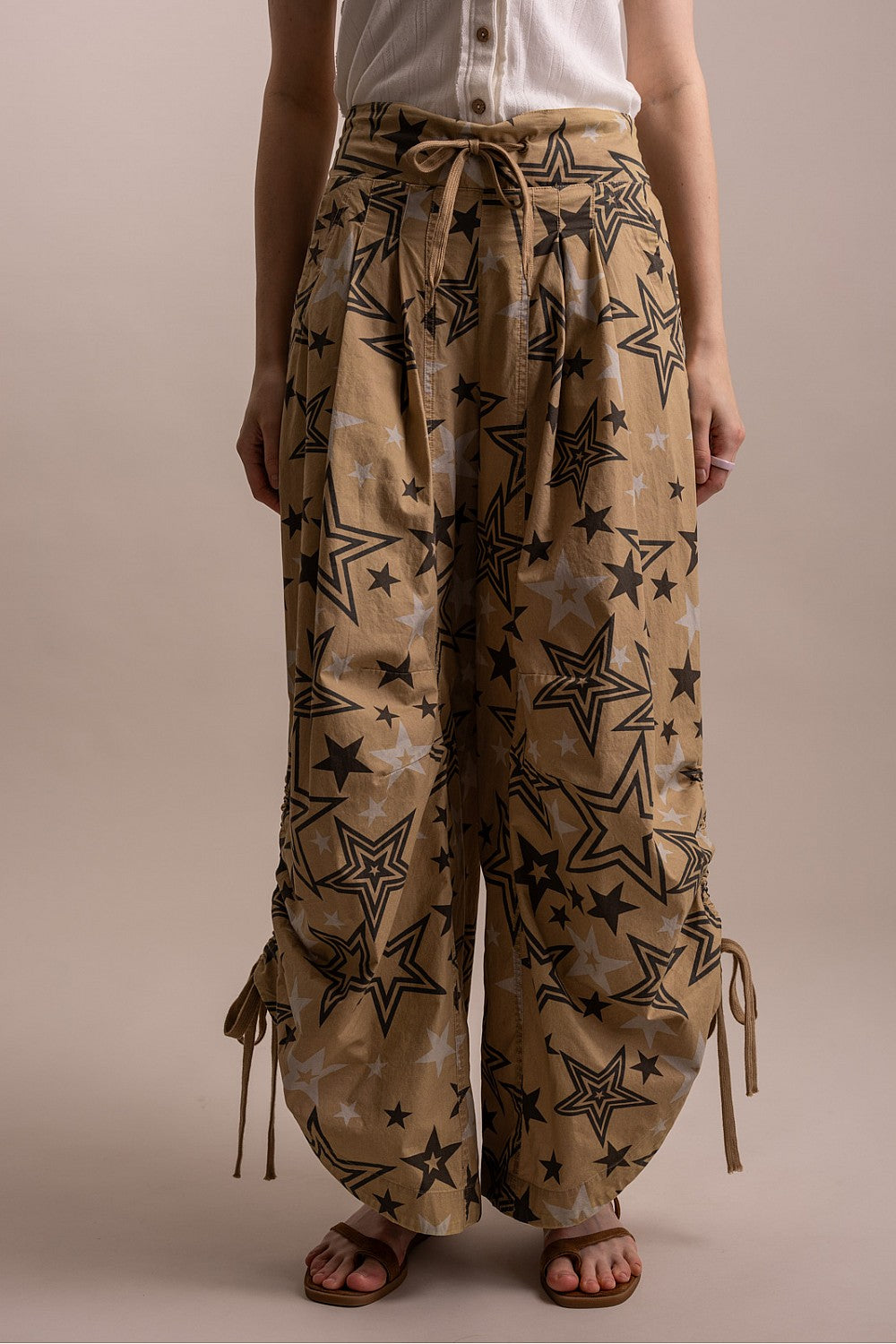 Wide Leg High Waist Star Print Pants