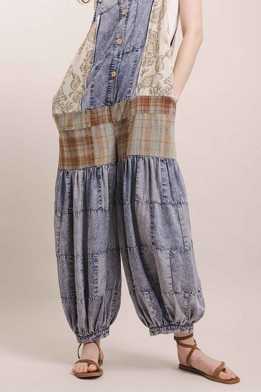 Multi Print Adjustable Strap Overalls