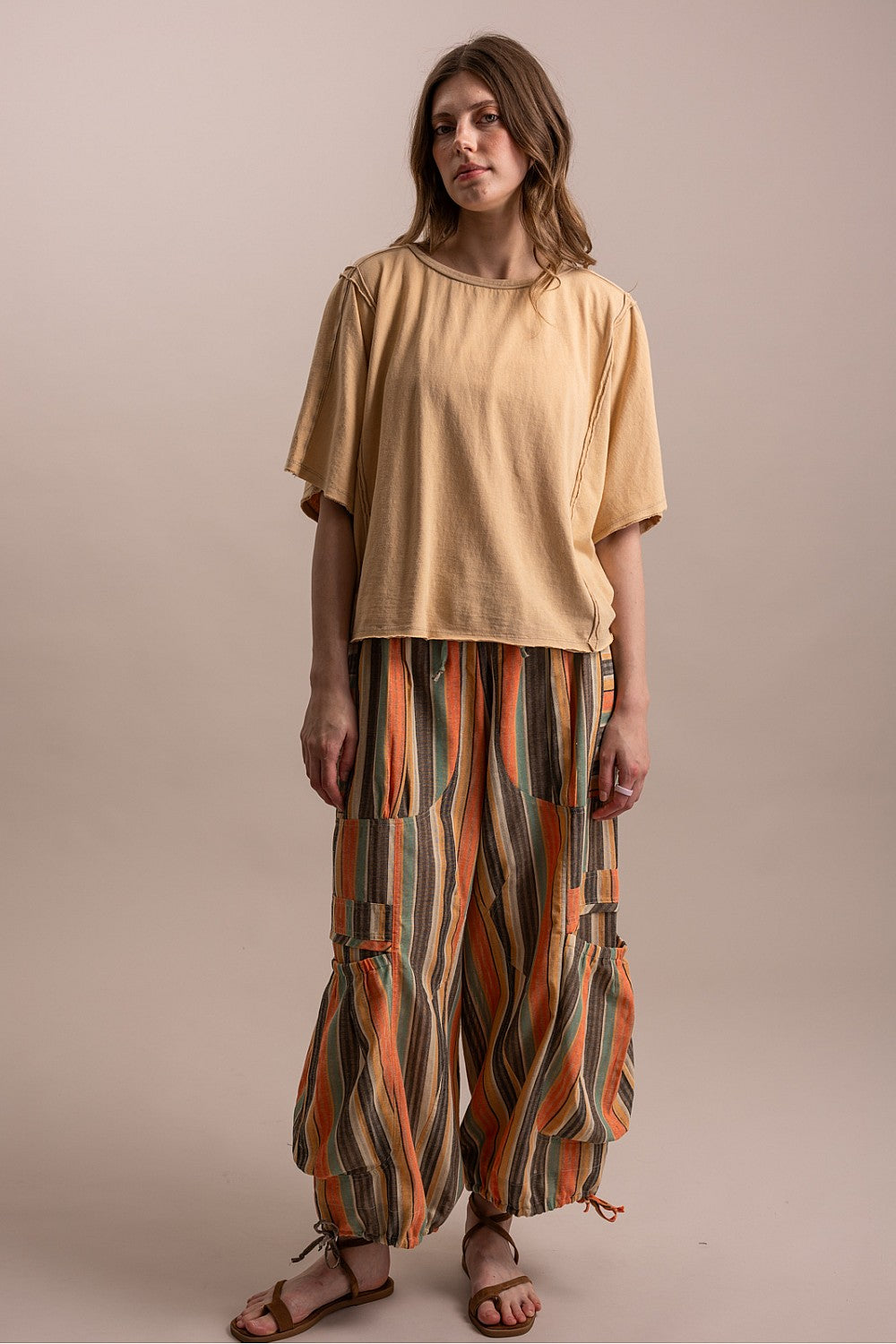 MULTI COLOR STRIPPED PANTS WITH BIG POCKETS