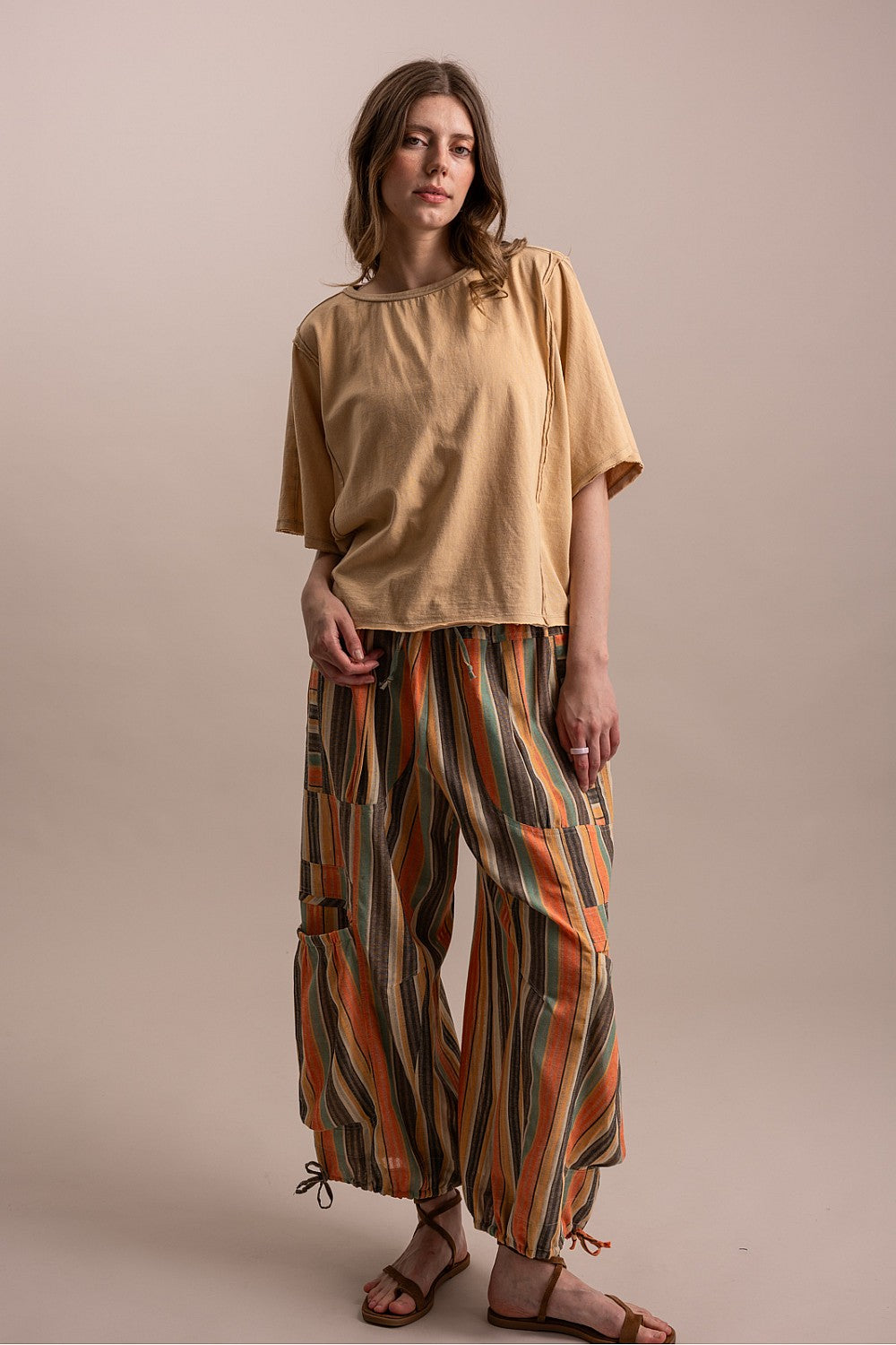 MULTI COLOR STRIPPED PANTS WITH BIG POCKETS