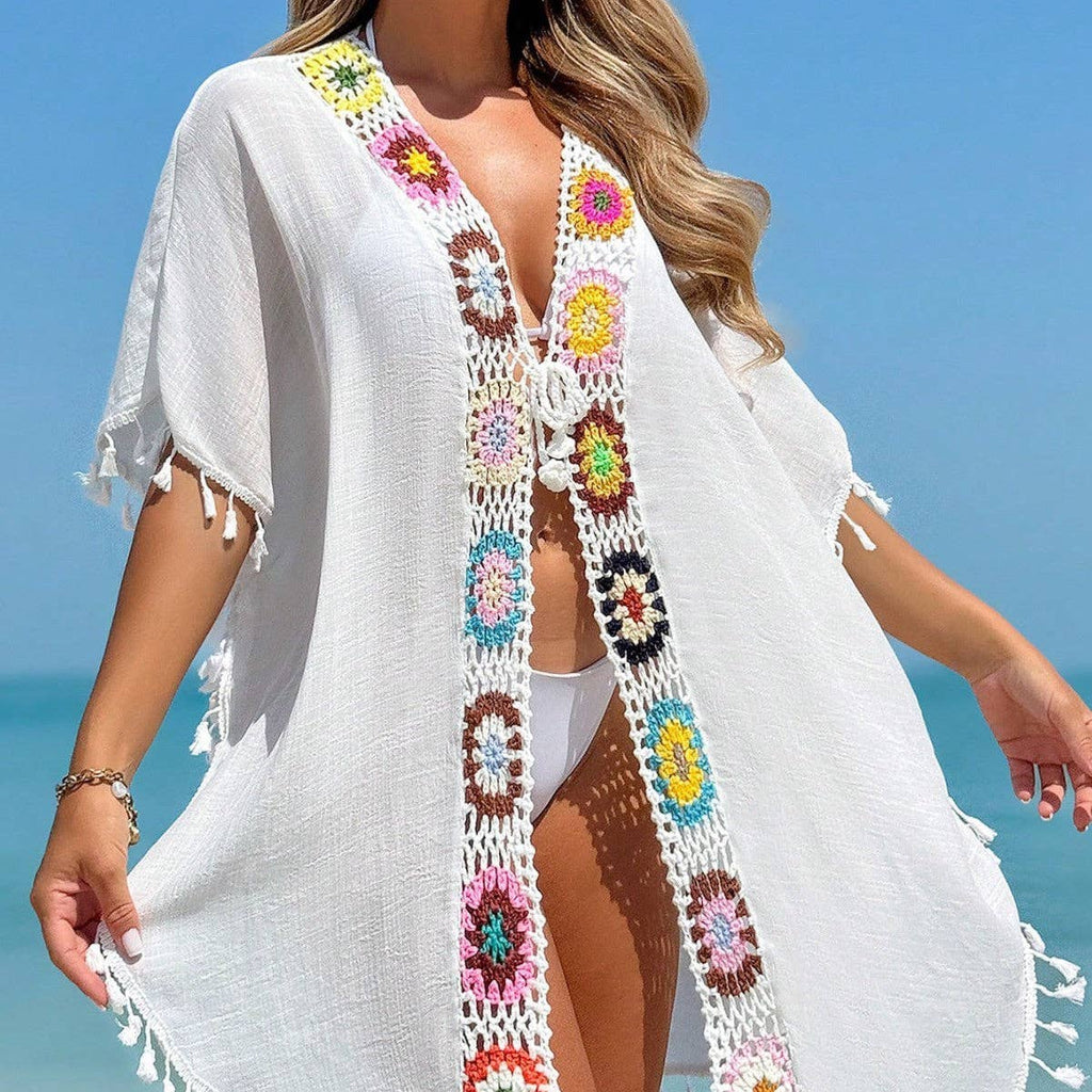 Oversized Crochet Lace Kimono Beach Cover Up
