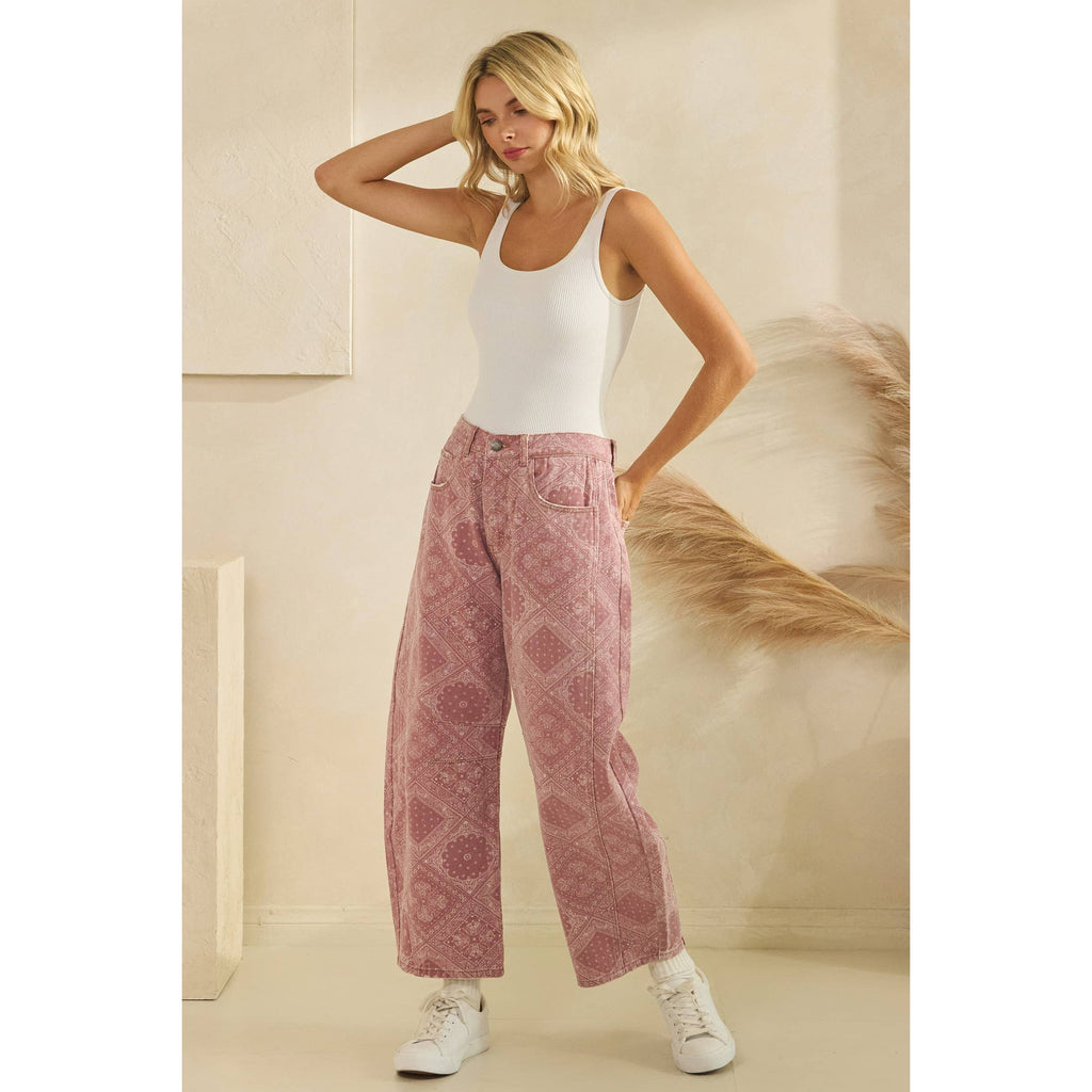 Paisley Printed Denim Pants - Veveret