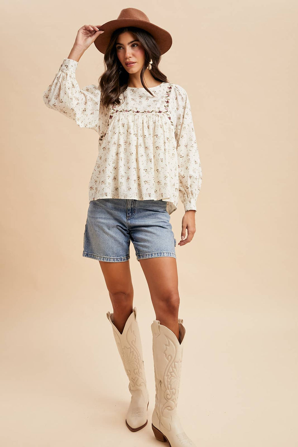 FLORAL PRINT COTTON BLOUSE