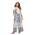 Flowy Printed Patchwork Overall