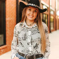 Lucky and Blessed - Western Desert Chiffon Collared Western Shirt