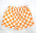 PLUS SIZE CHECKERED SHORTS-ORANGE AND WHITE