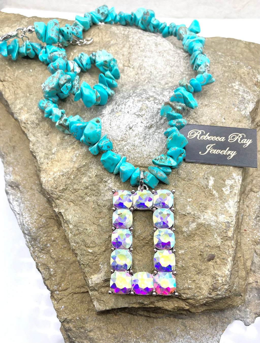 Boho Silver Crystal Statement Charm Necklace
