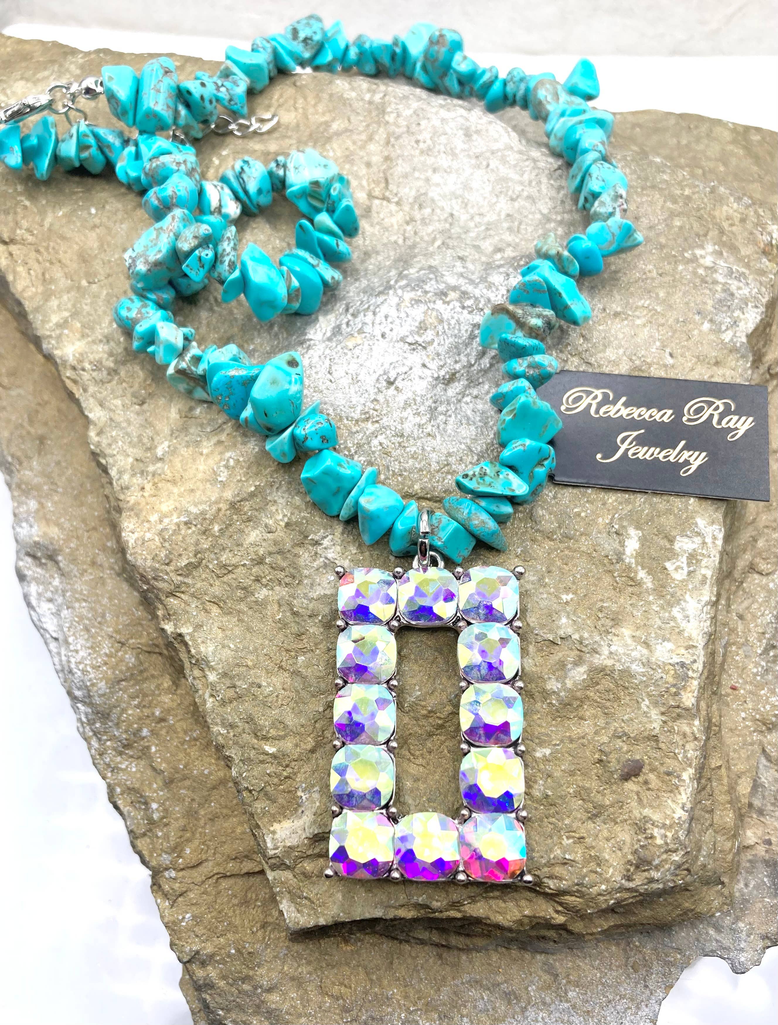 Boho Silver Crystal Statement Charm Necklace