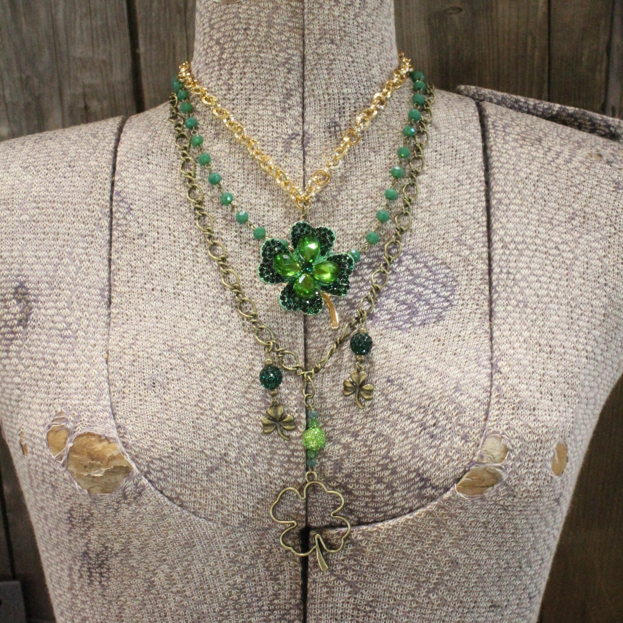 The Primitive Peddler - Four Leaf Clover Layered Necklace