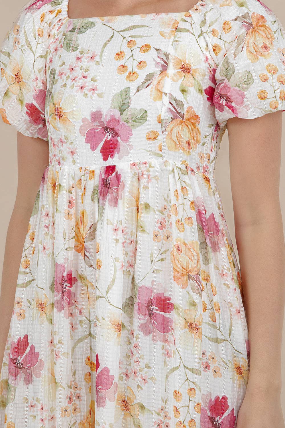 Greta Maxi Dress in Floral White