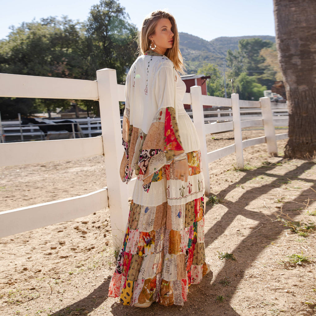 Elegant Boho Frill Shrug & Patchwork Pant Set- SOLD AS SET