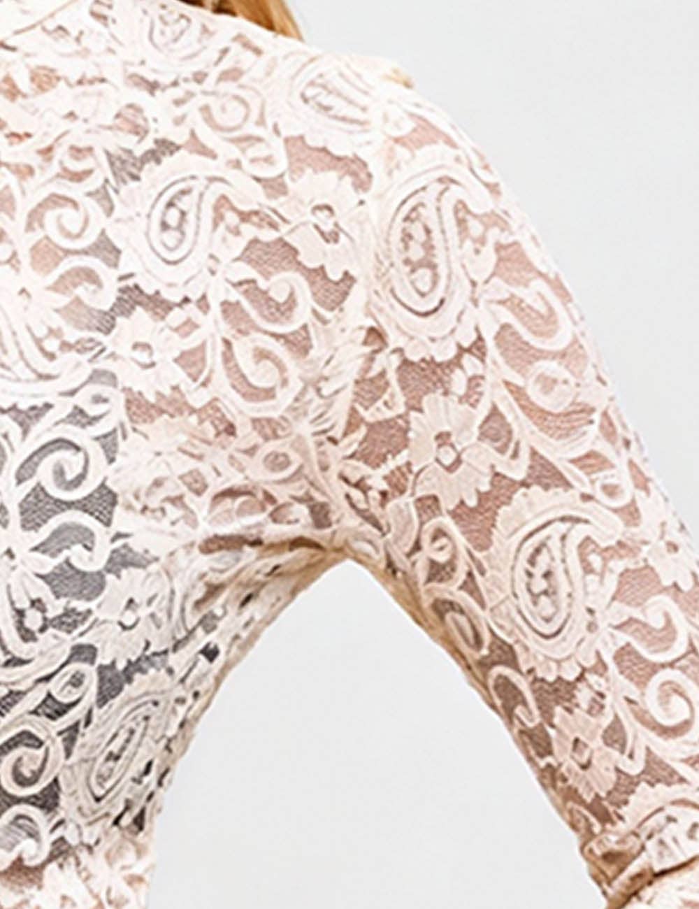 Ladies See Sheer Lace Blouse Layring Top SKT41019