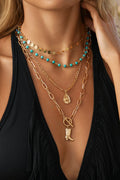 Plated Cowgirl Western Turquoise Beading 4pcs Necklace Set