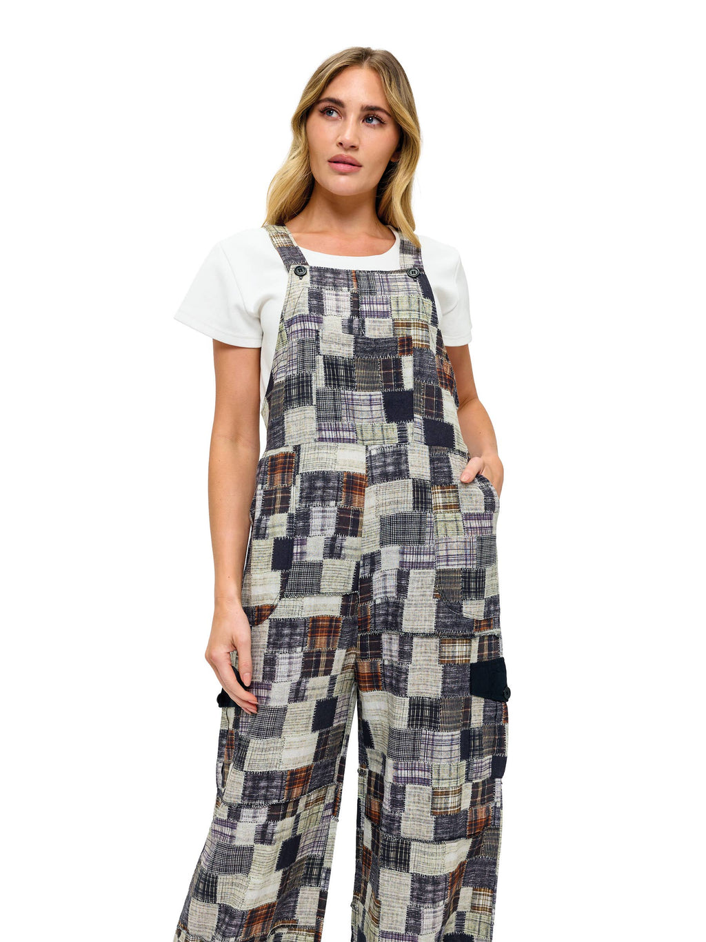 Boho Patchwork Print Overall