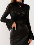 Ladies See Sheer Lace Blouse Layring Top SKT41019