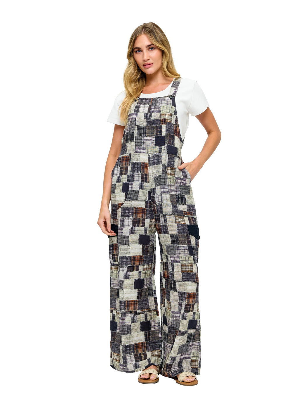 Boho Patchwork Print Overall