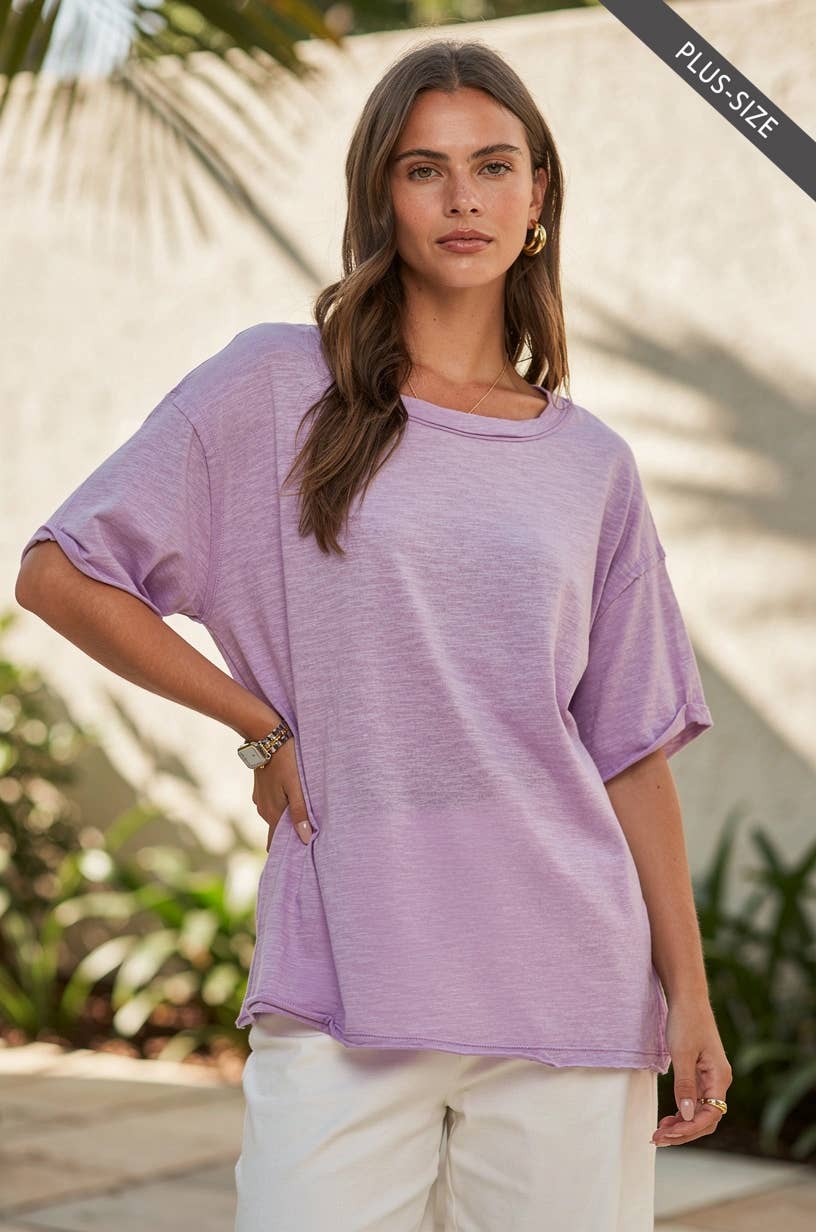 PLUS SIZE Short Sleeve Cotton Top