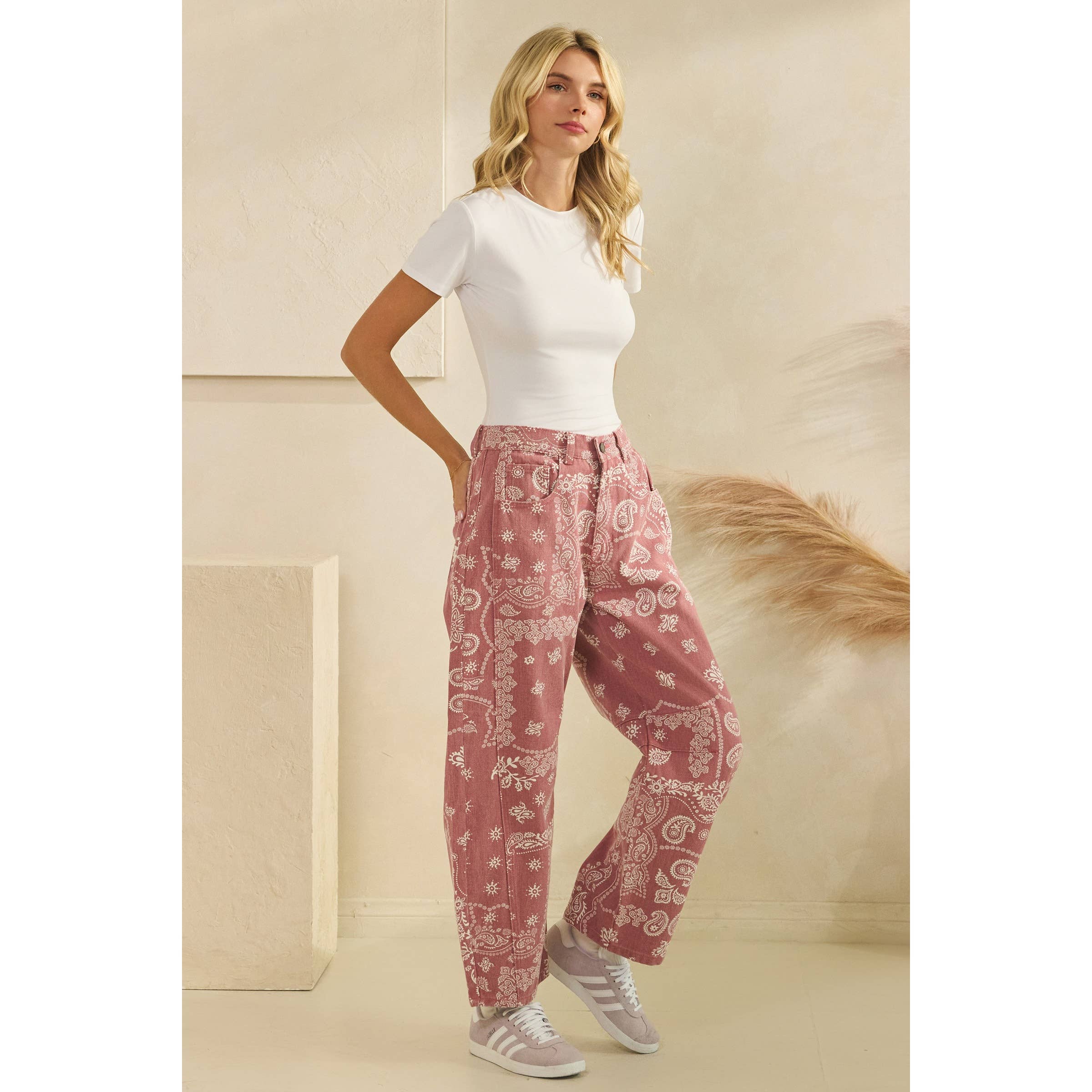 Paisley Printed Denim Pants - Veveret