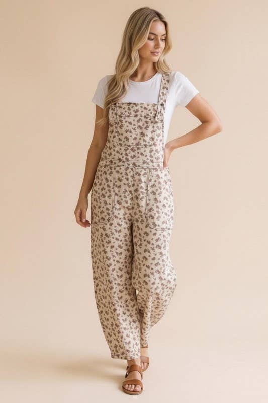 Barrel Bib Overalls Suspender Floral Overalls