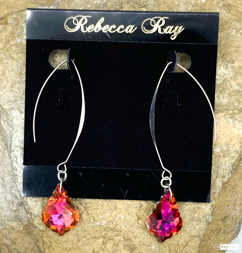 Silver Linear Crystal Chandelier Earring Drop