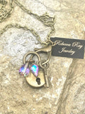 Vintage Lock and Key Charm Necklace