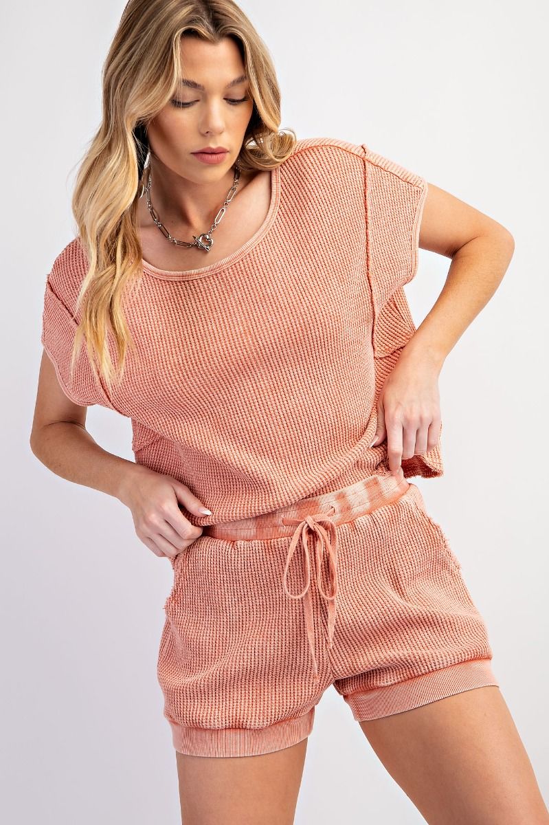 Easel - Dusty Coral Mineral Washed Shorts
