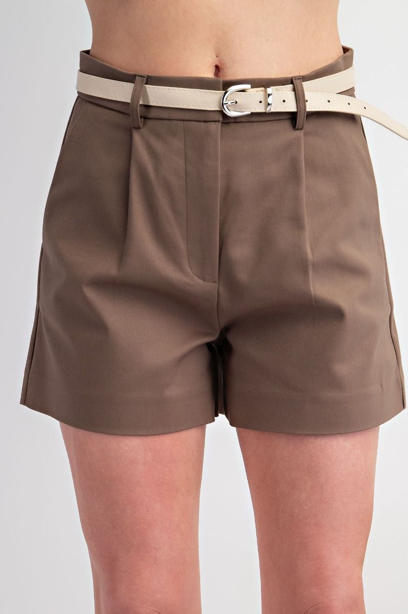 Easel - Dark Mocha Stretch Bengaline Shorts