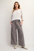Easel -  Animal Print Mineral Washed Terry Knit Lounge Pants
