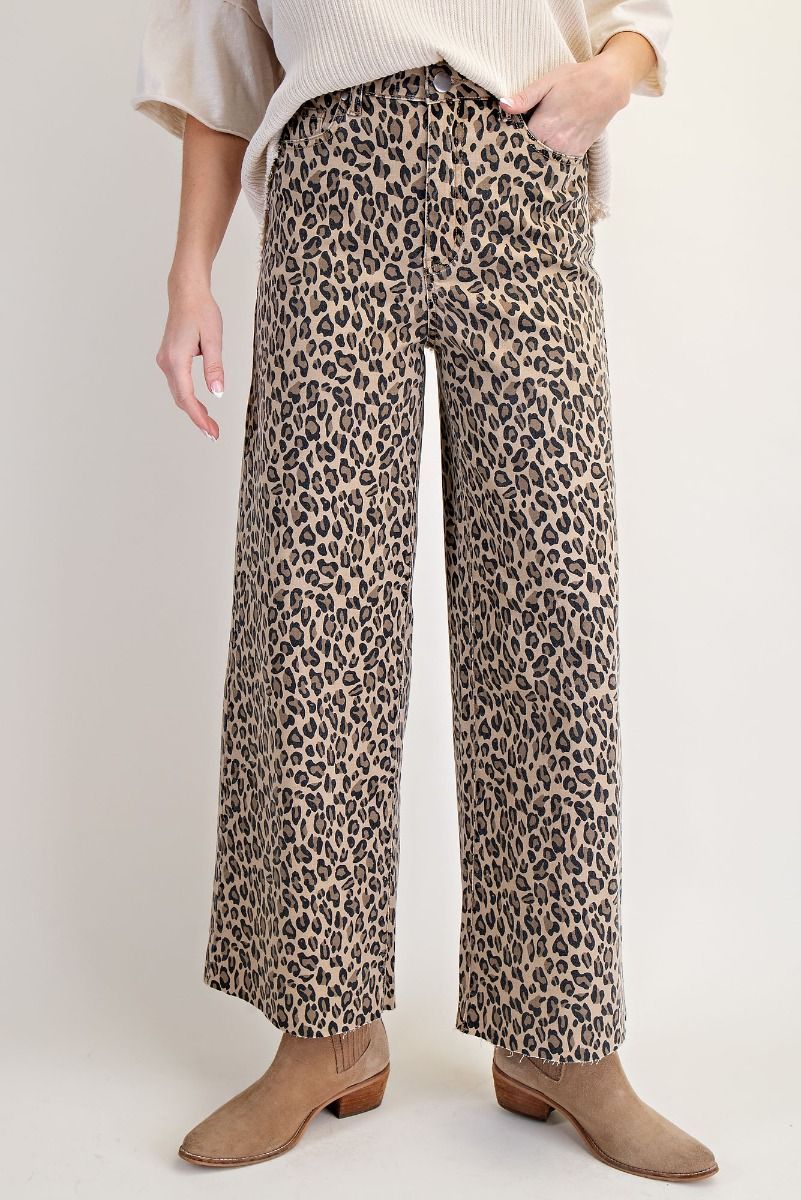 Easel- Animal Print Washed Twill Pants
