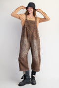 EASEL -  ANIMAL PRINTED WASHED DEINIM OVERALLS