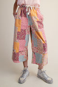 Easel - Patchwork Print Wide Leg