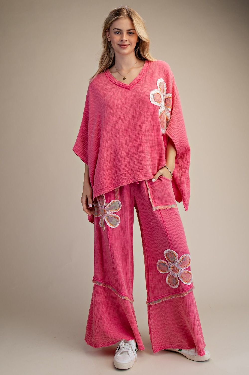Easel Candy Pink Patch Pants