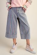 Easel - Floral Denim Wide Leg Pant