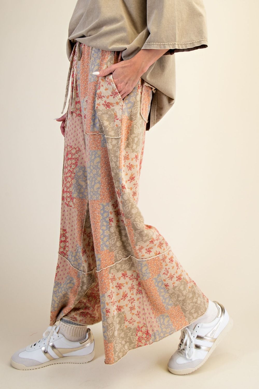 Easel - patchwork print-no waffle knit