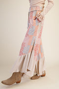 Easel - Patchwork Print w/ waffle knit ruffle