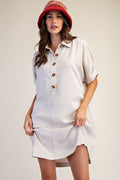 Easel - WASHED BUTTON FRONT SHIRT DRESS - ED28636
