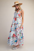 Easel - White Floral Maxi with Back Bow
