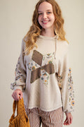 Easel - Floral Patch Thermal Washed Pullover Hoodie