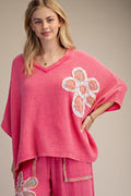 Easel - Candy Pink Patch Top