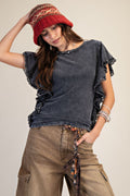 Easel Ruffle Sleeveless Black