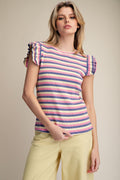 Easel - Pink an dNavy striped shirt