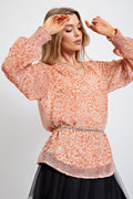Easel - Burnout Animal Pattern Blouse