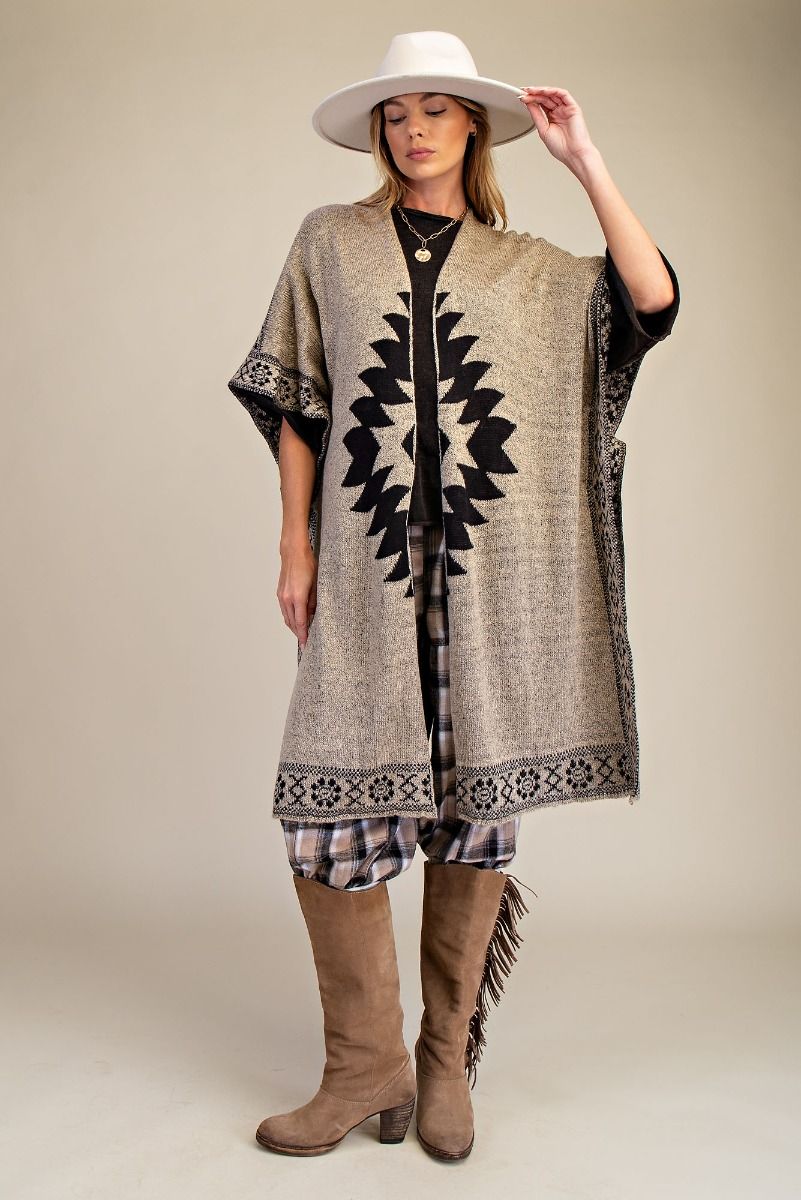 Easel - Aztec Pattern Sweater Cardigan