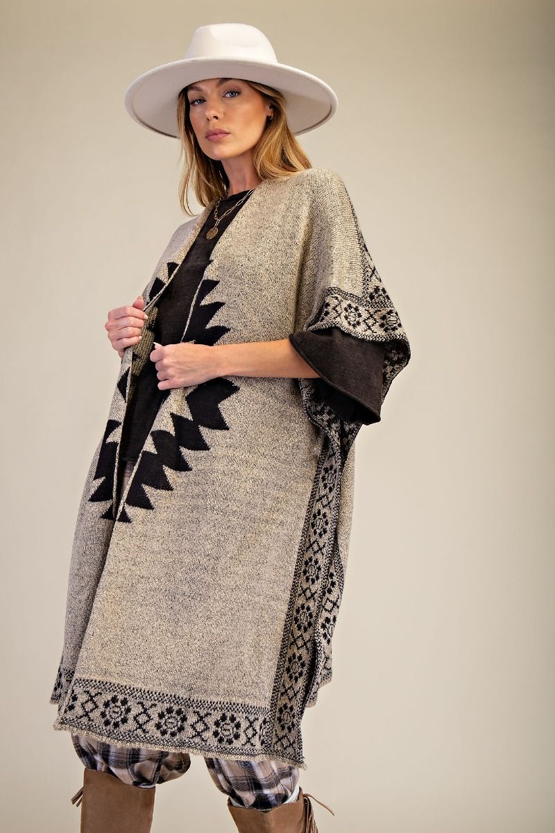 Easel - Aztec Pattern Sweater Cardigan