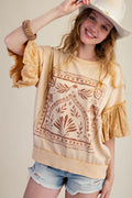 Easel - Eyelet Puff Sleeve Top