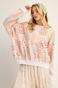 Easel - FLORAL PRINTED WASHED TERRY PULLOVER